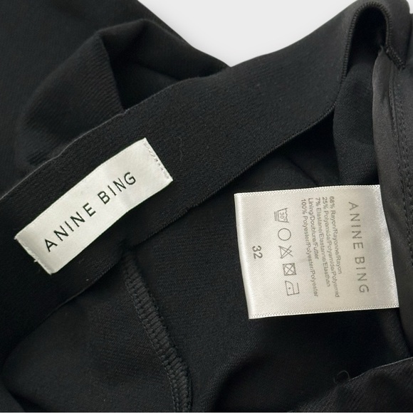 Anine Bing Max Pants EU 32 US 2 Black Pintuck Split Cuff Stretch Ponte High Rise - Picture 11 of 15